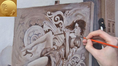 Figure with a still-life in Oils - Highlights in Underpainting Grisaille