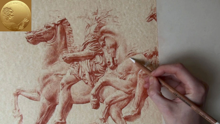 How to Draw in Sanguine on Toned Paper - Chalk Highlights on Toned Paper