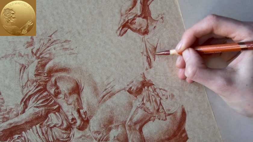 How to Draw in Sanguine on Toned Paper - Circular Shading Pencil Techniques
