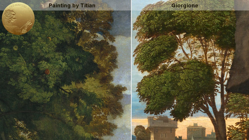 How Titian Depicted Green Flora. What Colors he Used for Painting Trees