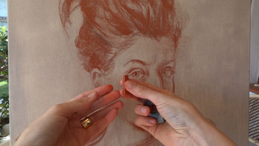 How to Draw a Portrait in Sanguine on Canvas - How to Draw a Portrait with Sanguine Sticks