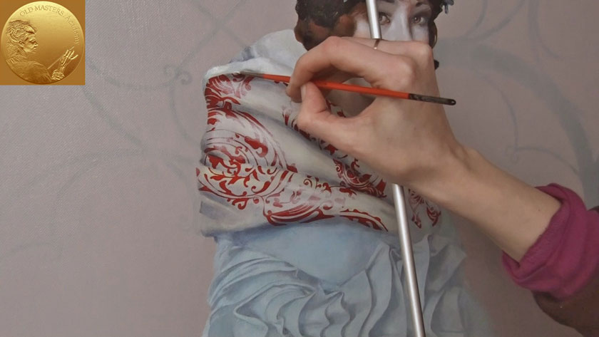 How to Paint a Girl Portrait - How to Paint Patterned Drapery in Oils