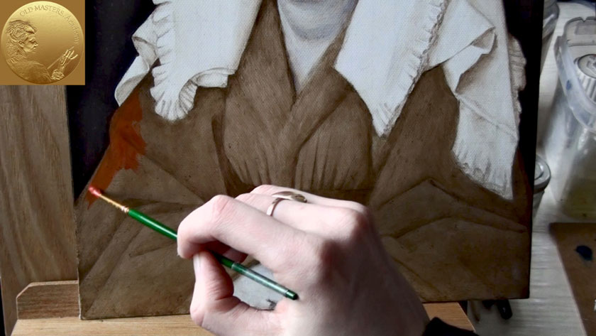 How to Paint Using the Flemish Method - How to Paint a Drapery Over a Grisaille Underpainting - Glazing Layers