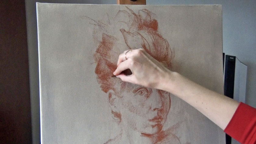 How to Draw a Portrait in Sanguine on Canvas - Sanguine Drawing Techniques