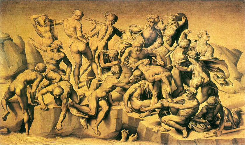 Rivalry between Raphael, Leonardo and Michelangelo battle-of-cascina