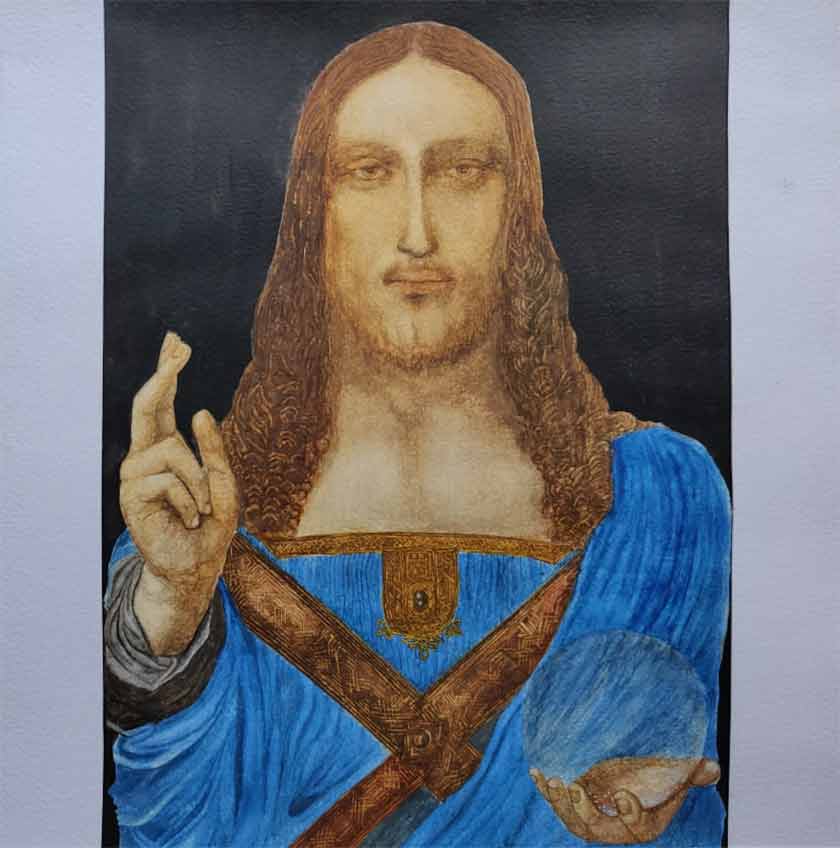 how to paint Salvatore di Mundo by Vinci
